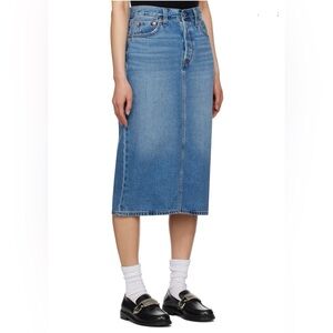 Lévis side slit denim midi skirt